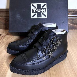 TUK Black 3-Buckle Skull Boot